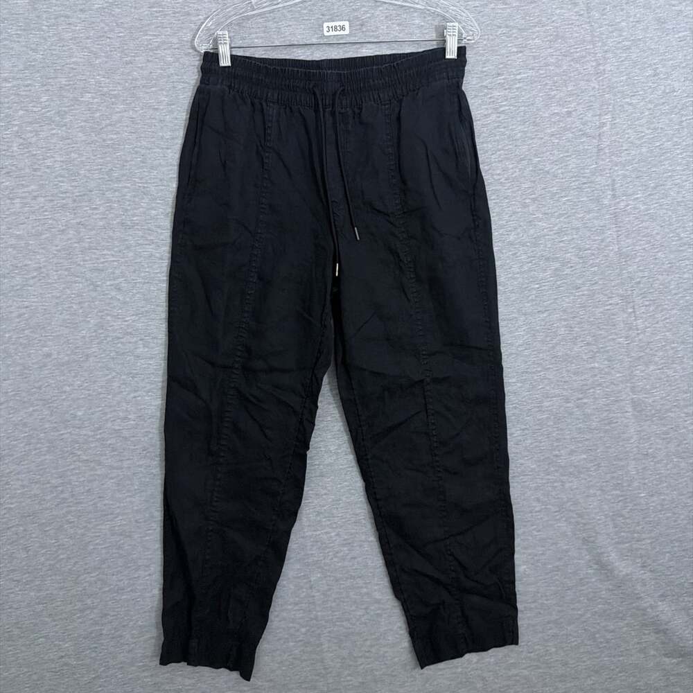 Athleta Women's Size Small Black 100% Linen Retreat Ankle Pants Summer